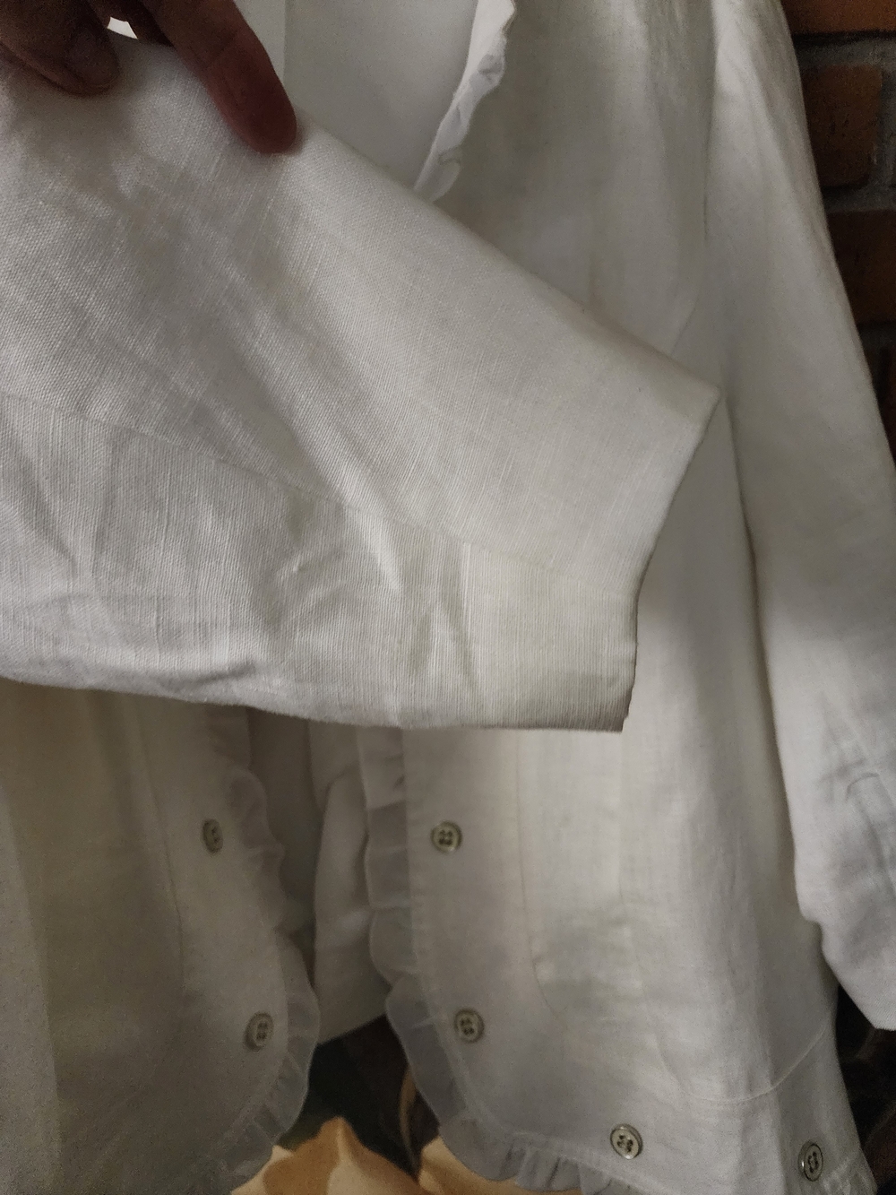 Multiples White Ruffled Linen Blazer - Picture 3 of 9